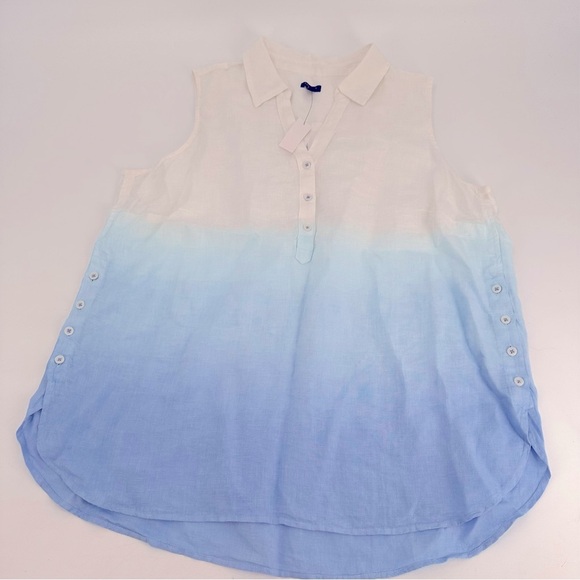 Talbots Linen Blue Ombré Sleeveless Blouse Top Plus 1X NEW - Picture 1 of 4
